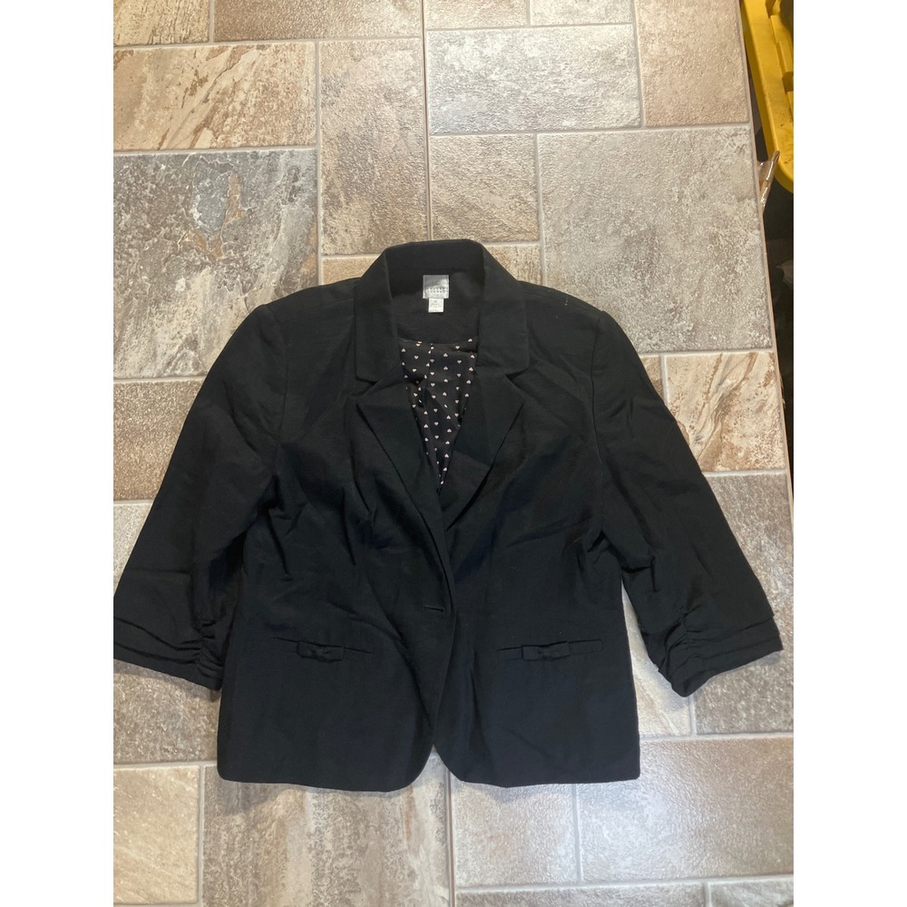 Lauren Conrad Black Ruched Sleeve Blazer Jacket Women Size 12